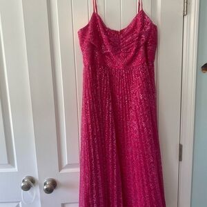 J. Crew Pink Lace Midi Dress